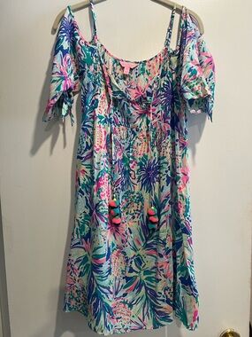Lilly Pulitzer Multicolor Tropical Floral Cold-Shoulder Dress